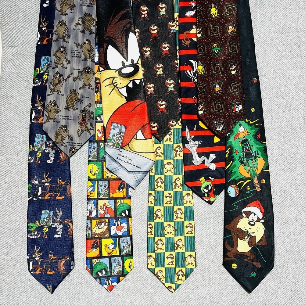 Vintage 90s Looney Tunes Men Neckties Bulk Lot of 9 Warner Brothers Characters